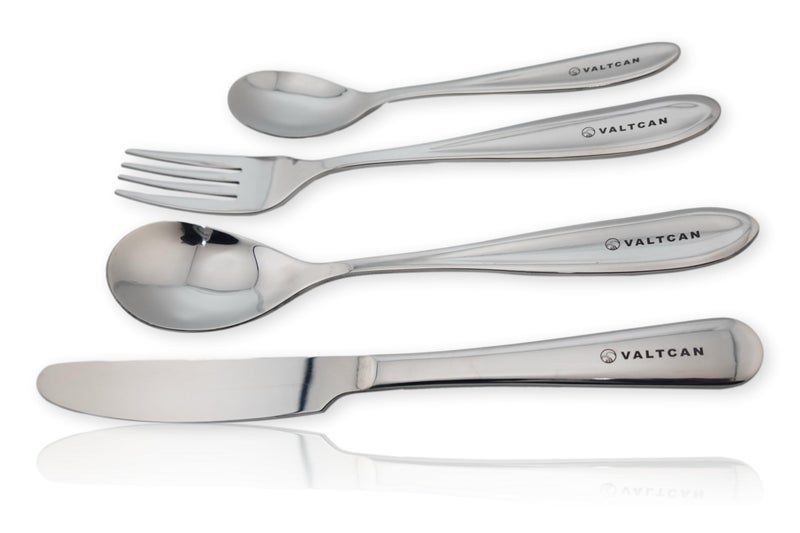 Valtcan Titanium Dinnerware 4 Piece Set Fork Spoon Knife Teaspoon Kitchen Flatware Long Dinner Full Size Silverware Utensils Set
