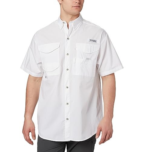 Columbia Mens PFG Bonehead Short Sleeve Fishing Shirt White Medium - Image 1