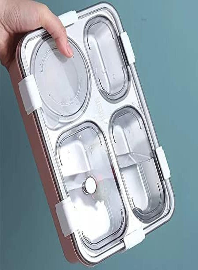 DHAVL Stainless Pink Steel Lunch Boxes (4 Compartment Pink Lunch Box) - Image 3