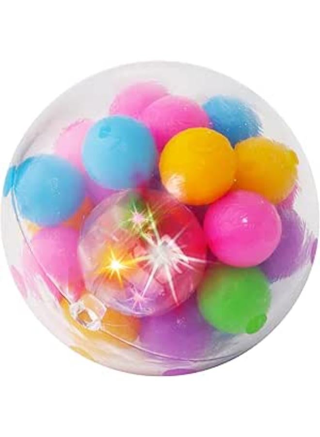 كرات تخفيف التوتر - قطعتان من كرات تخفيف التوتر - للأطفال والكبار - ألعاب تخفيف التوتر للأطفال المصابين بالتوحد واضطراب فرط الحركة ونقص الانتباه والعادات السيئة والمزيد - كرة مطاطية حسية خالية من المخاطر مع ضوء LED