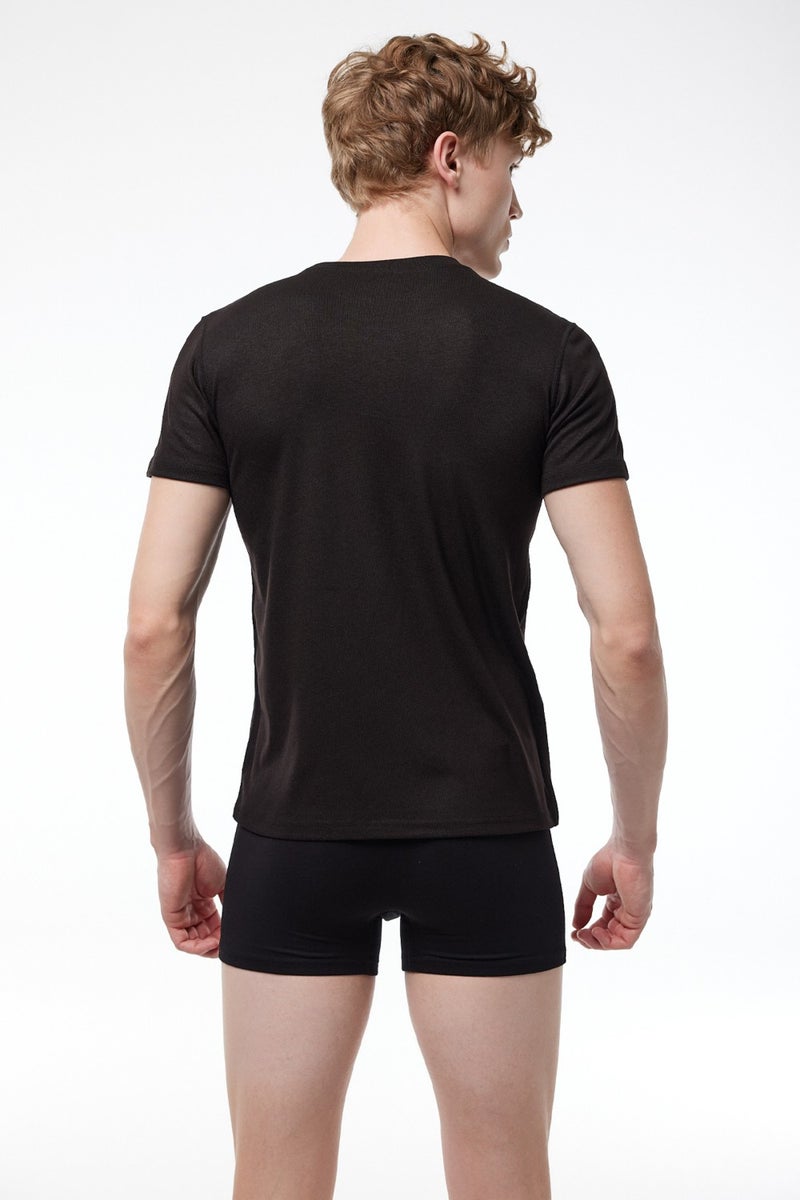 Malabadi Men's Thermal Underwear Round Neck Short Sleeve Top 606  - Image 3