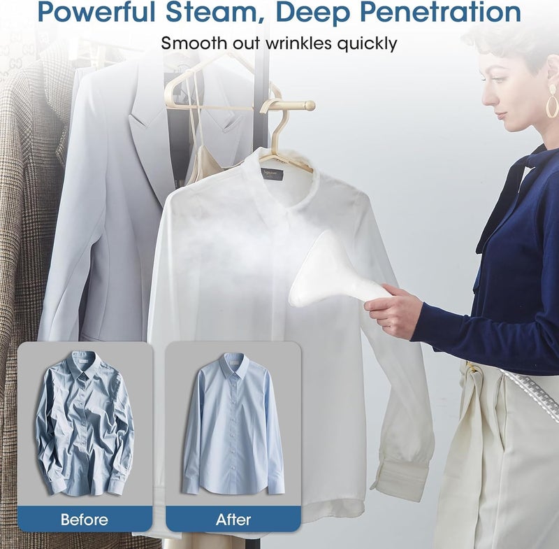 VAYMAY Garment Steamer, 2000W Vertical Clothes Steam Iron Standing Garment Steamer With Height Adjustable Steamer And Built-in Ironing Board, 2.5L Water Tank, Steam Iron, HD-718, White Color - Image 2