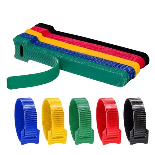 Hian Hook & Loop Cable Organizer Straps – 6 Inch, Multicolor | Reusable & Adjustable Nylon Ties for PC, TV, Desk, Home & Office Cable Management, Pack of 50 - Image 1