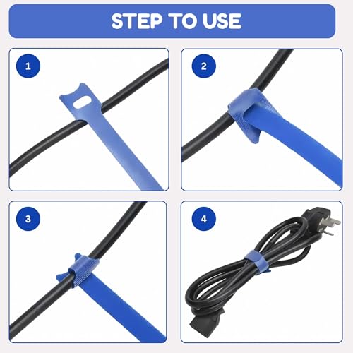 Hian Hook & Loop Cable Organizer Straps – 6 Inch, Multicolor | Reusable & Adjustable Nylon Ties for PC, TV, Desk, Home & Office Cable Management, Pack of 50 - Image 3