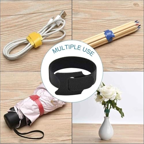 Hian Hook & Loop Cable Organizer Straps – 6 Inch, Multicolor | Reusable & Adjustable Nylon Ties for PC, TV, Desk, Home & Office Cable Management, Pack of 50 - Image 5