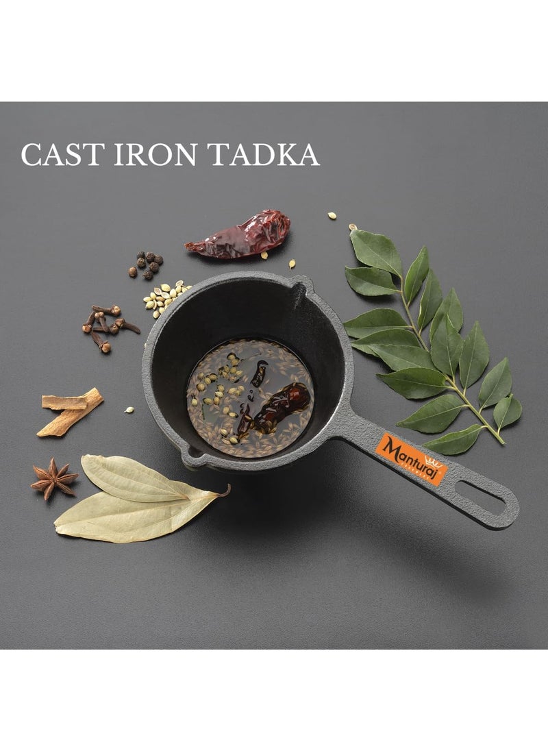 MAGIC PLUS MAGIC PLUS Cast Iron Tadka Pan Fry Tadka Pan for Flavorful Spices Popu Kadai Gas Stove and Induction Friendly 5 Inch  - Image 5