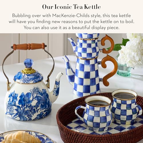 mackenzie childs MACKENZIECHILDS 2Quart Enamel Tea Kettle Cute Tea Kettle for Stovetop Royal English Garden - Image 3