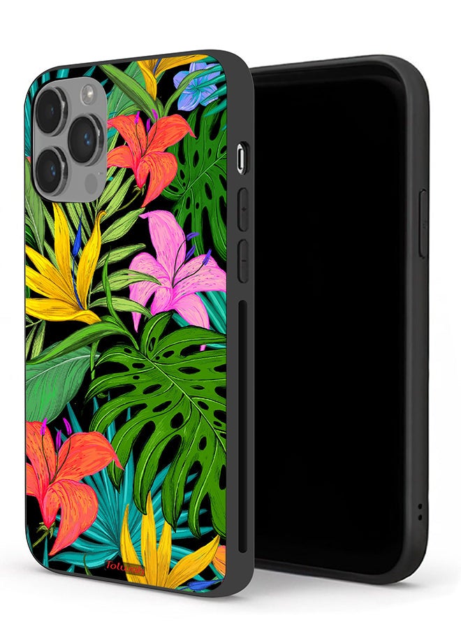 Tolwak Apple iPhone 14 Pro Protective Case Pattern Tropical Flowers Leaves - Image 1