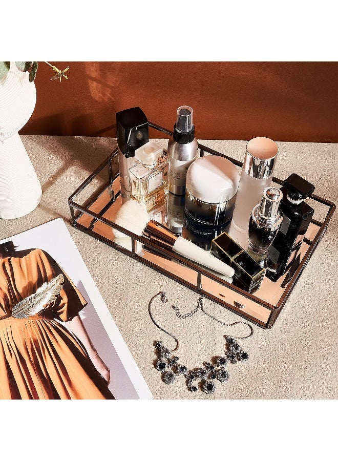 PuTwo Mirror, Smoky Black, Metal, Jewelry, Decorative, Glass, Perfume Organizer, Vanity Trays for Bathroom, Counter, 1272 inch - Image 2