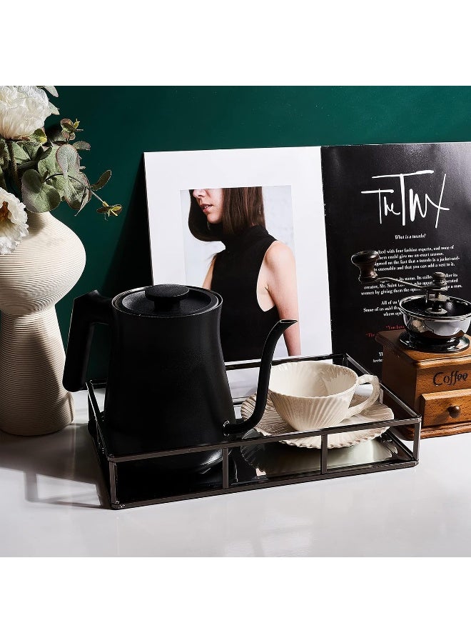 PuTwo Mirror, Smoky Black, Metal, Jewelry, Decorative, Glass, Perfume Organizer, Vanity Trays for Bathroom, Counter, 1272 inch - Image 5