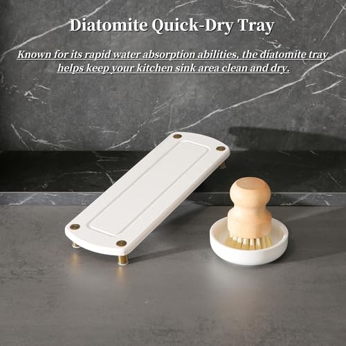 MOMEEMO Gold Soap Dispenser Set Comes with Stainless Steel Pumps, Instant Dry Tray, and Dish Scrub Brush, Suitable for Kitchen Decor and Accessories. (Gold) - Image 4