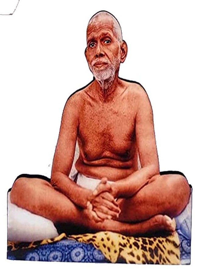 Vils Tiruvannamalai Bhagavan Sri Ramana Maharshi Divine Holy Blessing Wood & Plastic Photo Frame Cutout for Pooja/Gift (5.5 X 6 inch)- Multicolor - Image 1