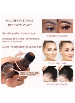 OUHOE 3 Colors Eyebrow Powder Stencil Kit, One Step Stamp Shaping Kit, Long Lasting Waterproof Eyebrow Stamp with 10 Reusable Eyebrow Stencils (Medium Brown + Deep Black + Dark Brown)  - Image 3