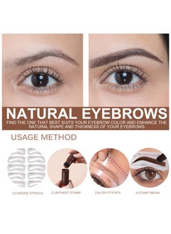 OUHOE 3 Colors Eyebrow Powder Stencil Kit, One Step Stamp Shaping Kit, Long Lasting Waterproof Eyebrow Stamp with 10 Reusable Eyebrow Stencils (Medium Brown + Deep Black + Dark Brown)  - Image 4