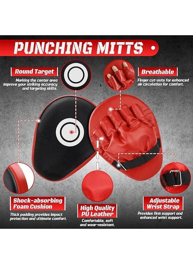 Reelyo Boxing Gloves, 2 Pair Boxing Gloves for Beginners and Children, Training & Sparring Kick Boxing Glove Training Glove Set Punching Bag Mitts, Black+Red Boxing Pads Curved Focus Punching Mitts Training Hand Target Pads Gloves Training Focus Pads for Kickboxing, Karate, Muay Thai Kick, Sparring, Dojo, Martial Arts Punch Mitts for Kids, Men, Women - Image 2