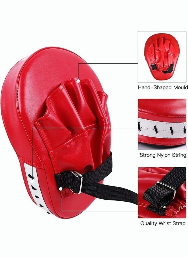 Reelyo Boxing Gloves, 2 Pair Boxing Gloves for Beginners and Children, Training & Sparring Kick Boxing Glove Training Glove Set Punching Bag Mitts, Black+Red Boxing Pads Curved Focus Punching Mitts Training Hand Target Pads Gloves Training Focus Pads for Kickboxing, Karate, Muay Thai Kick, Sparring, Dojo, Martial Arts Punch Mitts for Kids, Men, Women - Image 3