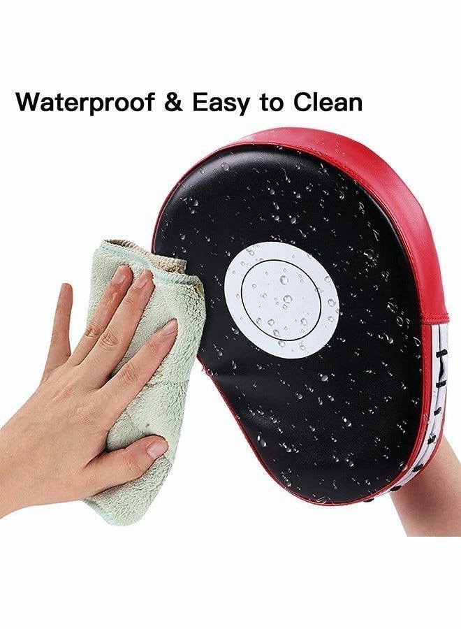 Reelyo Boxing Gloves, 2 Pair Boxing Gloves for Beginners and Children, Training & Sparring Kick Boxing Glove Training Glove Set Punching Bag Mitts, Black+Red Boxing Pads Curved Focus Punching Mitts Training Hand Target Pads Gloves Training Focus Pads for Kickboxing, Karate, Muay Thai Kick, Sparring, Dojo, Martial Arts Punch Mitts for Kids, Men, Women - Image 5