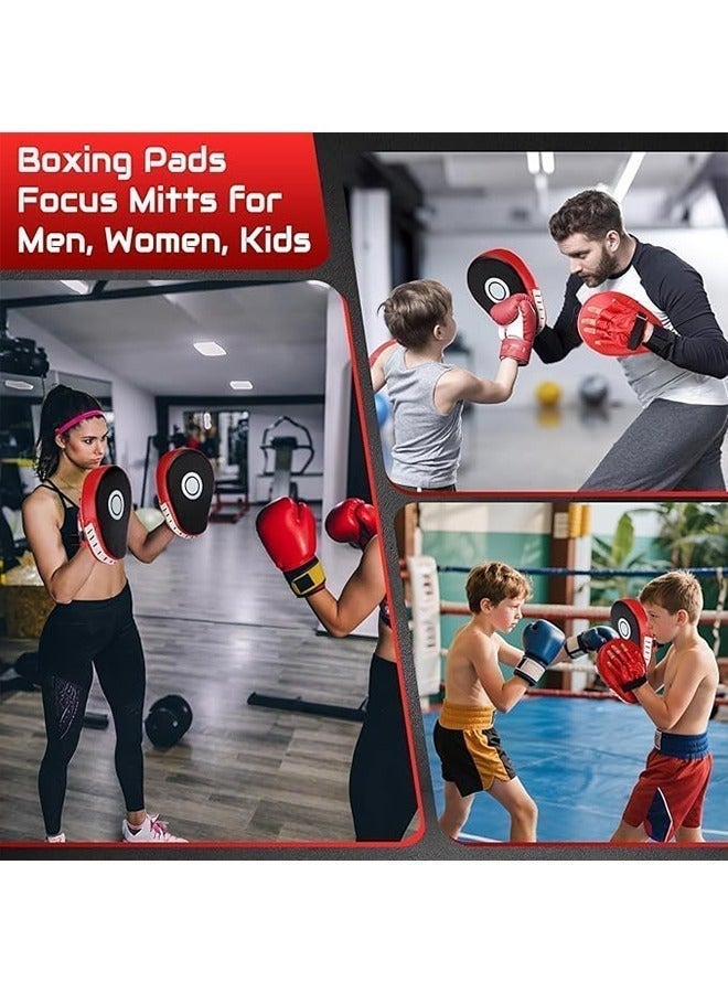 Reelyo Boxing Gloves, 2 Pair Boxing Gloves for Beginners and Children, Training & Sparring Kick Boxing Glove Training Glove Set Punching Bag Mitts, Black+Red Boxing Pads Curved Focus Punching Mitts Training Hand Target Pads Gloves Training Focus Pads for Kickboxing, Karate, Muay Thai Kick, Sparring, Dojo, Martial Arts Punch Mitts for Kids, Men, Women - Image 4