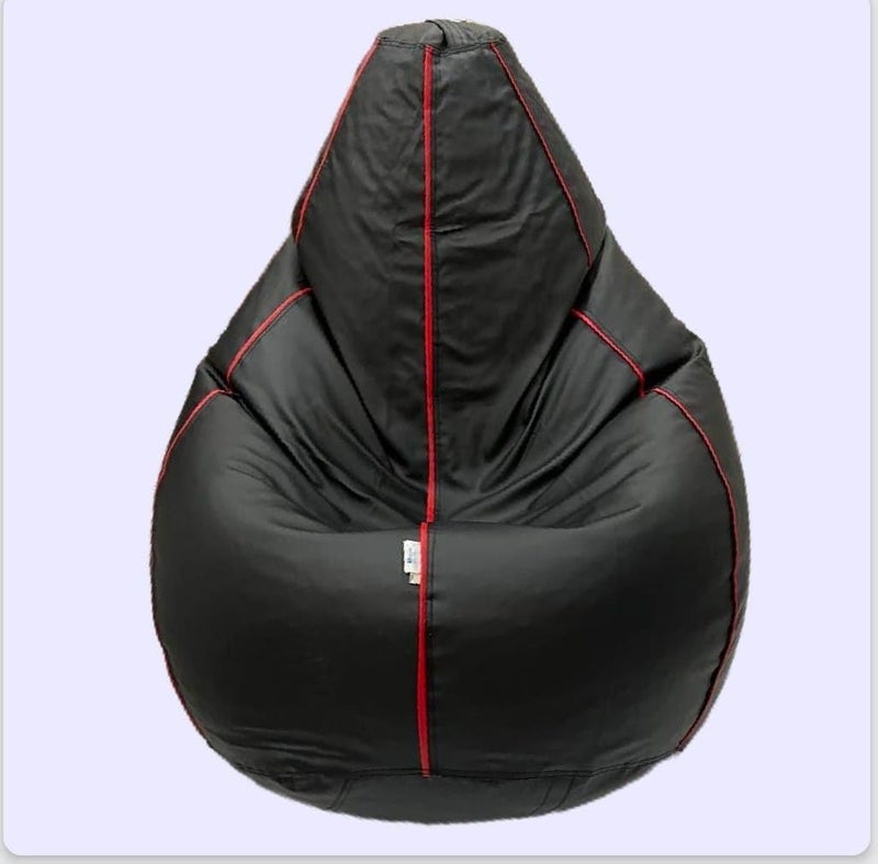 OHSTORE Premium Bean Bag Chair Ultra Comfortable Durable Faux Leather Cover Lightweight Ergonomic Lounge Seat for Home Office Gaming Relaxation BlackRed 3XLBB - Image 3