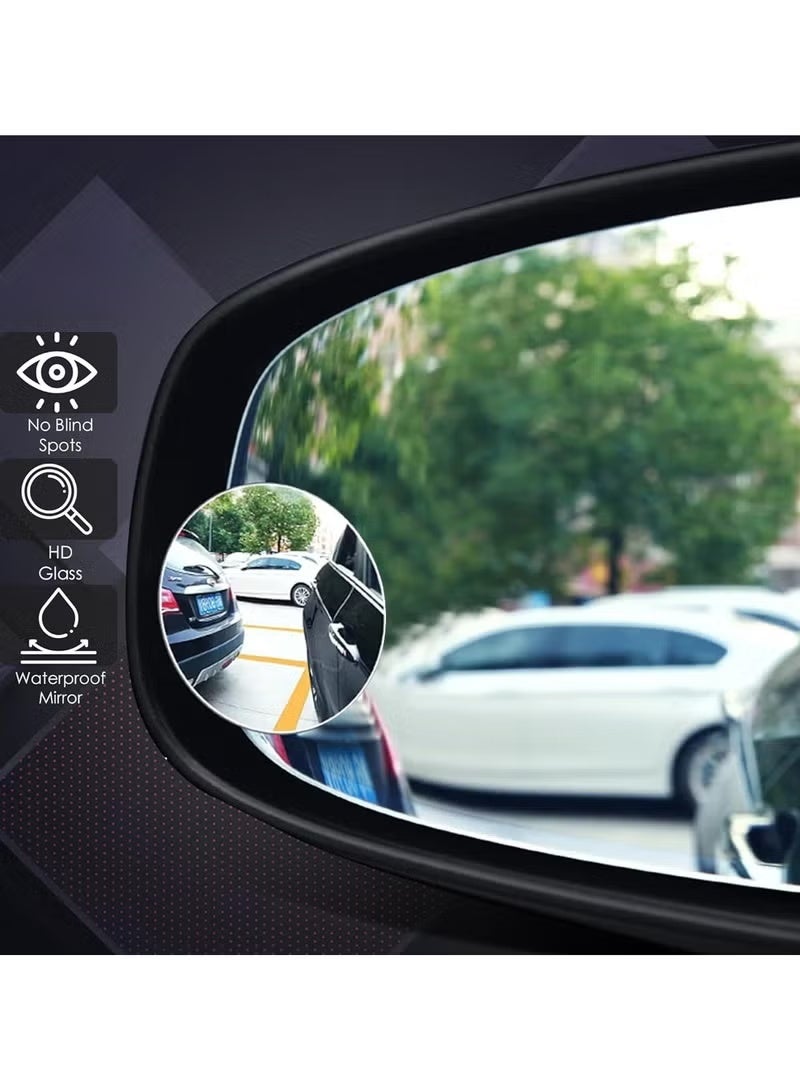3XR 4PCS Universal Blind Spot Mirror for Car Side Rear View Round HD Glass, Wide Angle, Waterproof, Frameless, 2 Sizes, Stick-On Convex Mirror for Safe Driving & Lane Assist, Model 2385 - Image 5