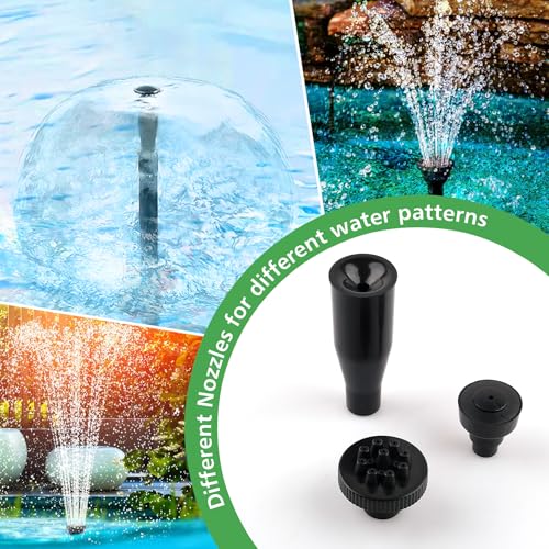 CREPOW 15W 800L/H Submersible Pond Fountain Pump with LED Lights, Ultra Quiet Water Pump, Pond Fountain Pumps for Small Pond, Koi, Garden, Aquariums, Fish Tanks, Indoor Outdoor Fountain 3 Type Nozzles - Image 2