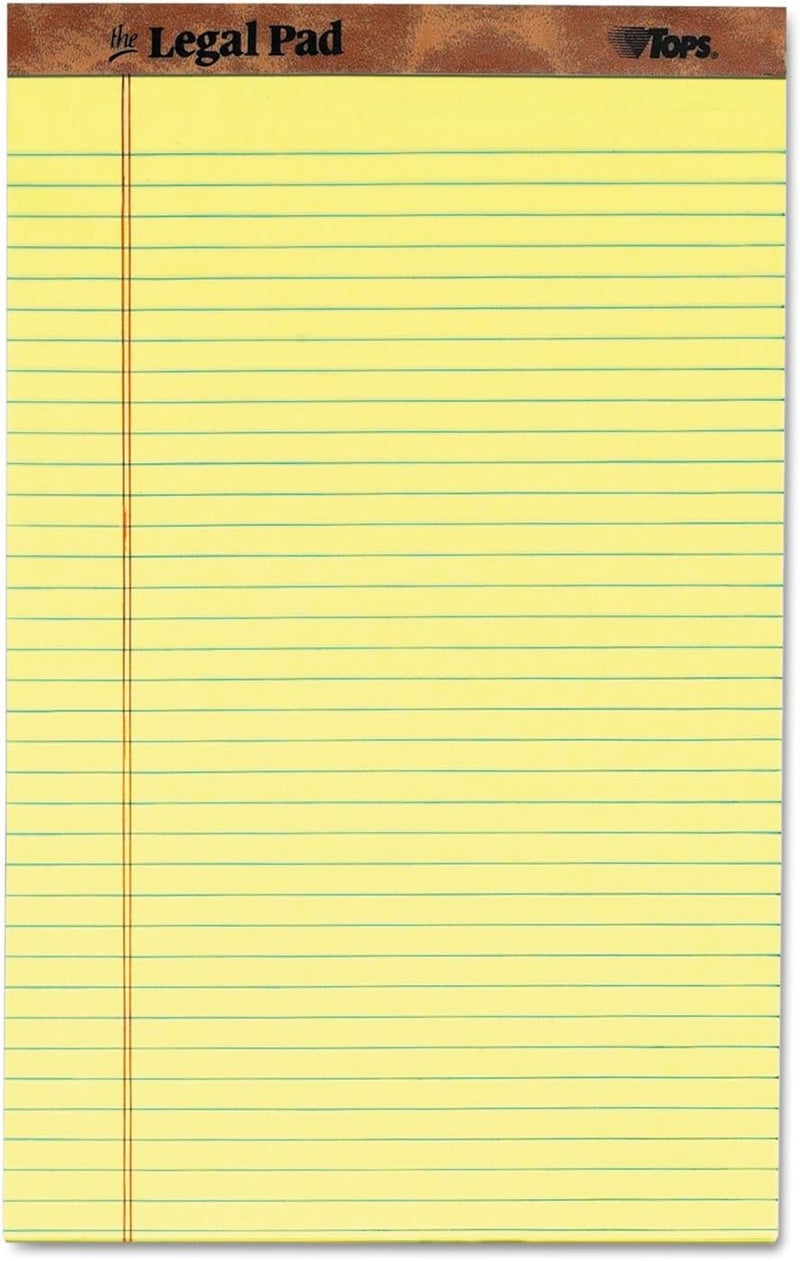 TOPS The Legal Pad Writing Pads, 8-1/2" x 14", Canary Paper, Legal Rule, 50 Sheets, 12 Pack (7572) - Image 1