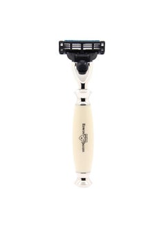 Edwin Jagger Edwin Jagger S81M587AMZ Imitation Ivory & Nickel Classic Shaving Set with Pure Badger Shaving Brush and Mach 3 Razor for Shaving Cream or Soap for Men  - Image 2