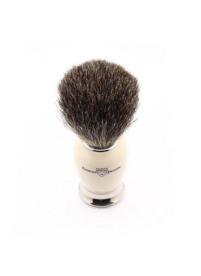 Edwin Jagger - Edwin Jagger S81M587AMZ Imitation Ivory & Nickel Classic Shaving Set with Pure Badger Shaving Brush and Mach 3 Razor for Shaving Cream or Soap for Men - Image 1