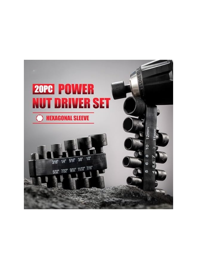promass 20PCS Power Nut Driver Set for Impact Drill, 1/4” Hex Head Drill Bit Set, The best tool accessories - Image 3