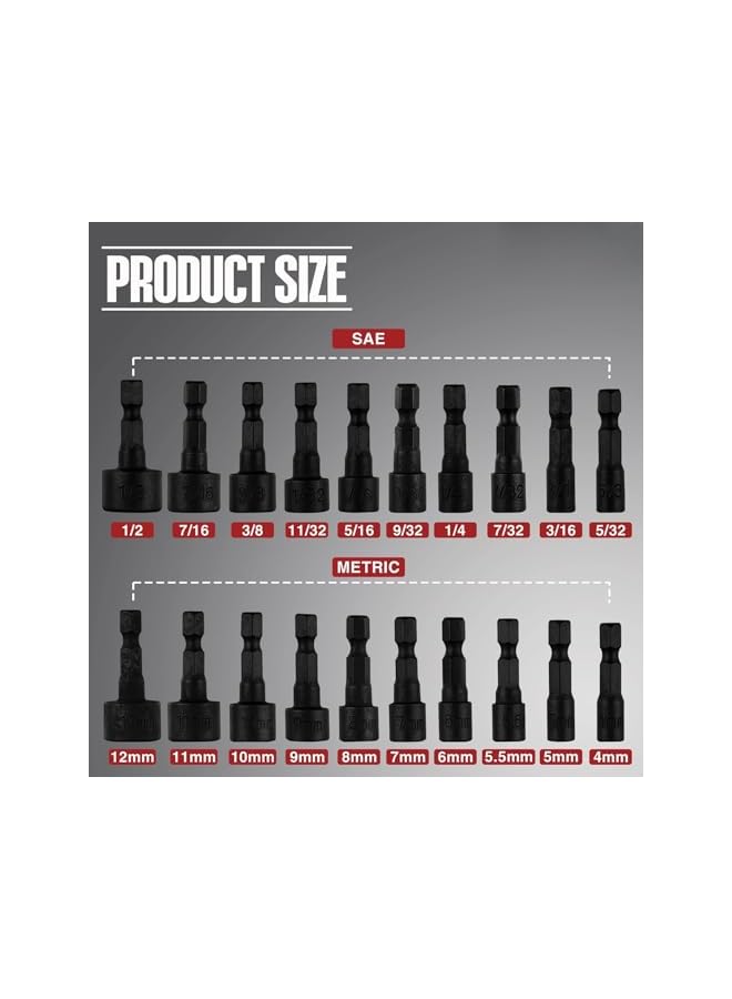 promass 20PCS Power Nut Driver Set for Impact Drill, 1/4” Hex Head Drill Bit Set, The best tool accessories - Image 2