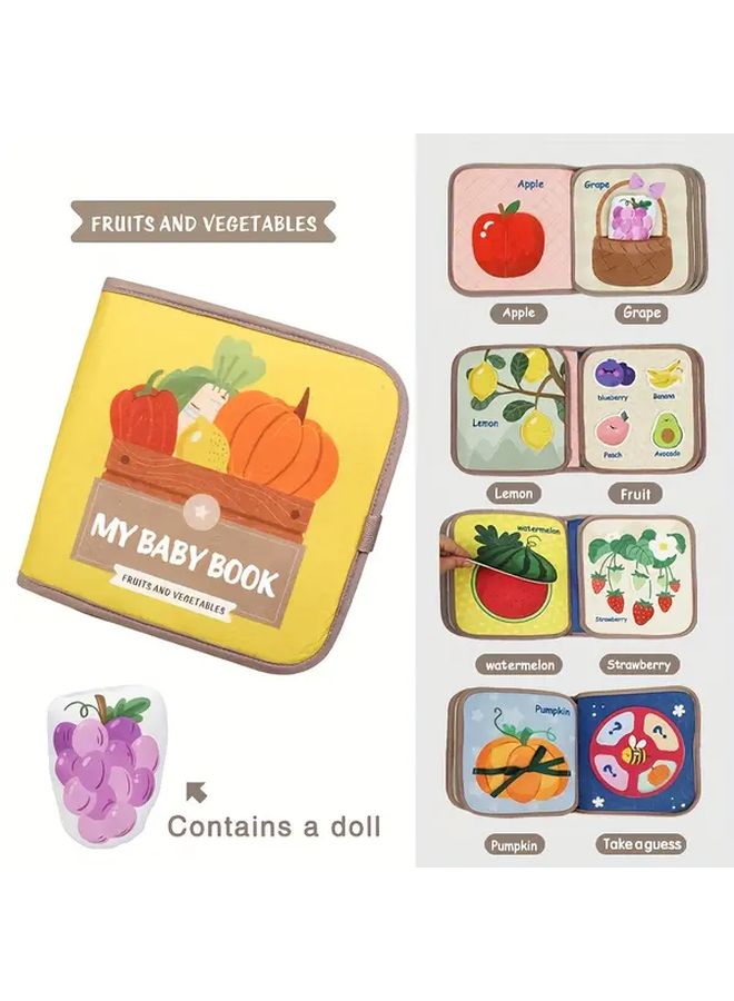 Soft Cloth Books For Babies Day Interactive Quiet Activity Toy With Fruits Vegetables Illustrations - Image 2