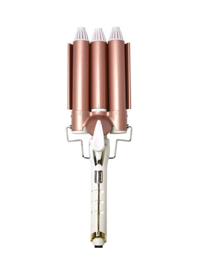 NIBEMINENT Egg Roll Water Corrugated Curling Iron Rose Gold/White 33.5x8.6cm - Image 1