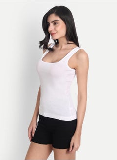 Aimly Aimly Women's Cotton Sleeveless White & Black Camisole Slip Spaghetti Pack of 2  - Image 3