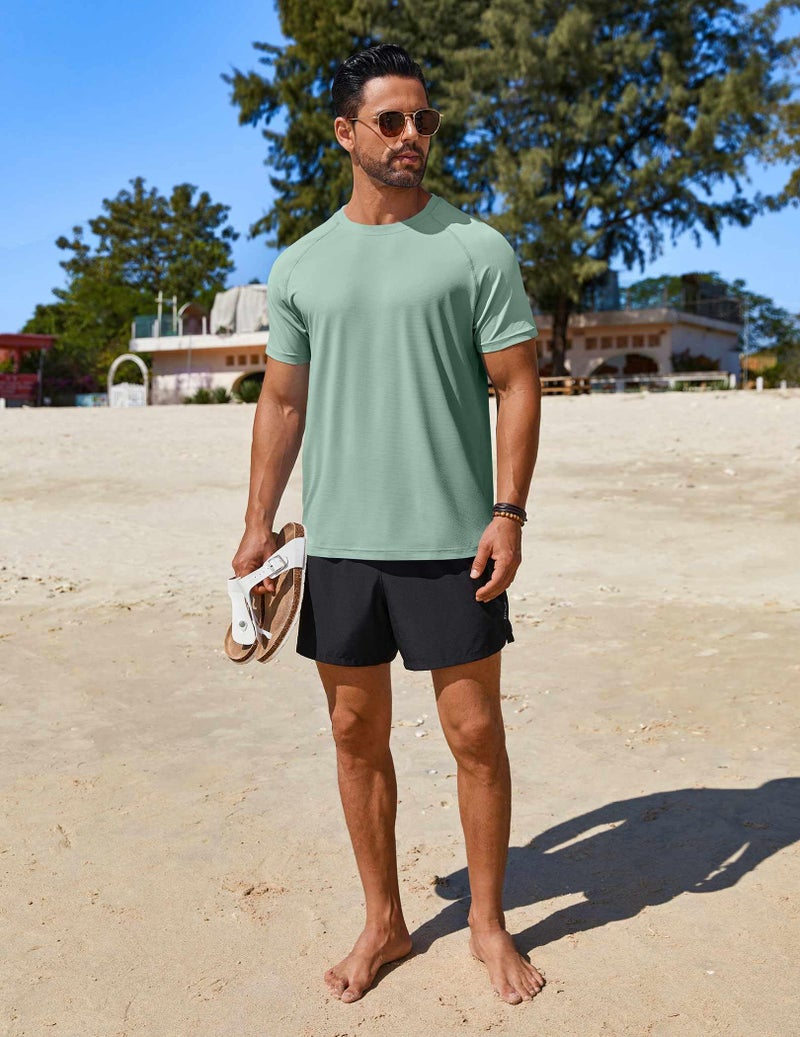 COOFANDY Mens Swim Shirts Uv Protection Quick Dry T Shirts Cooling Shirts for Hot Weather Teal - Image 3