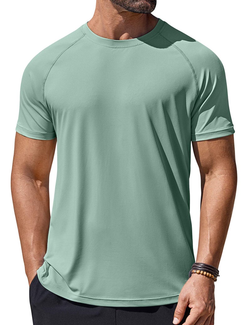 COOFANDY Mens Swim Shirts Uv Protection Quick Dry T Shirts Cooling Shirts for Hot Weather Teal - Image 1