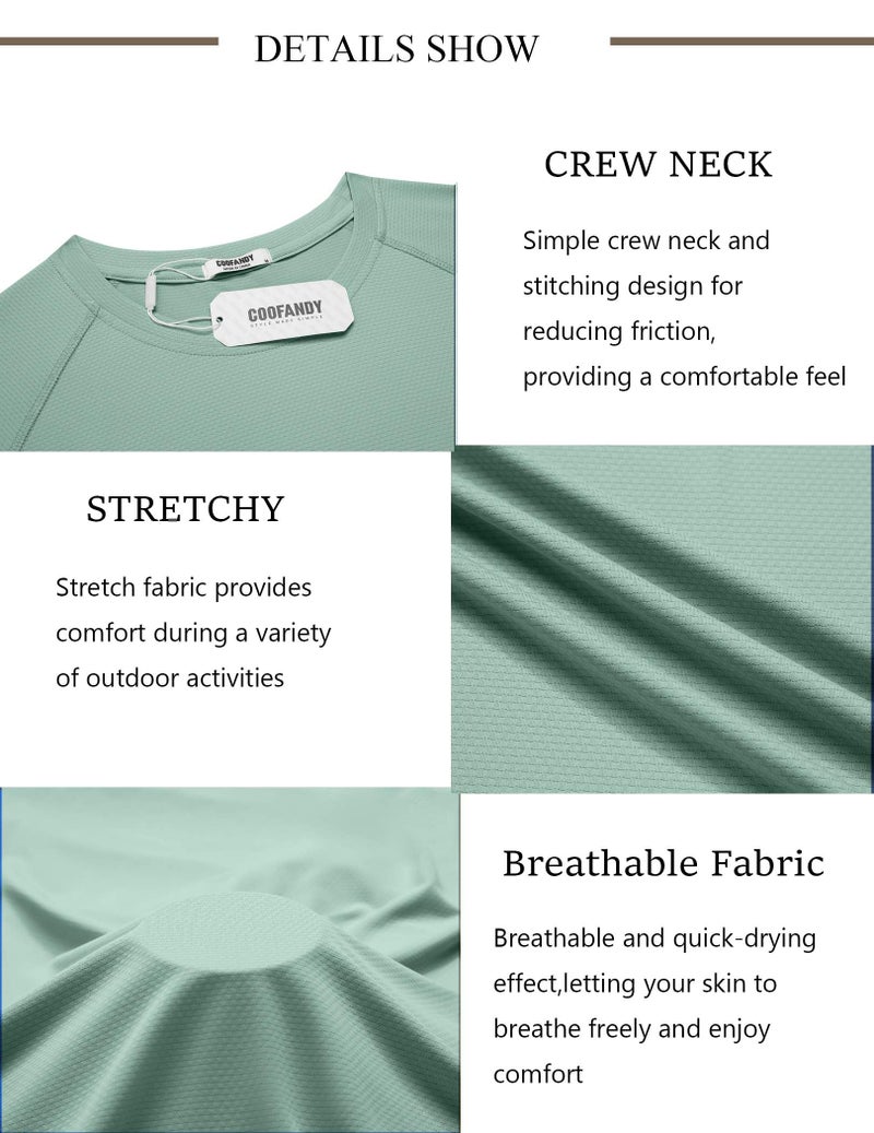COOFANDY Mens Swim Shirts Uv Protection Quick Dry T Shirts Cooling Shirts for Hot Weather Teal - Image 5