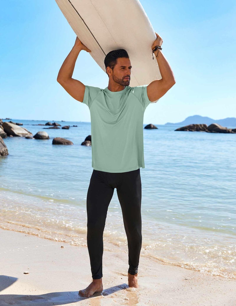 COOFANDY Mens Swim Shirts Uv Protection Quick Dry T Shirts Cooling Shirts for Hot Weather Teal - Image 2