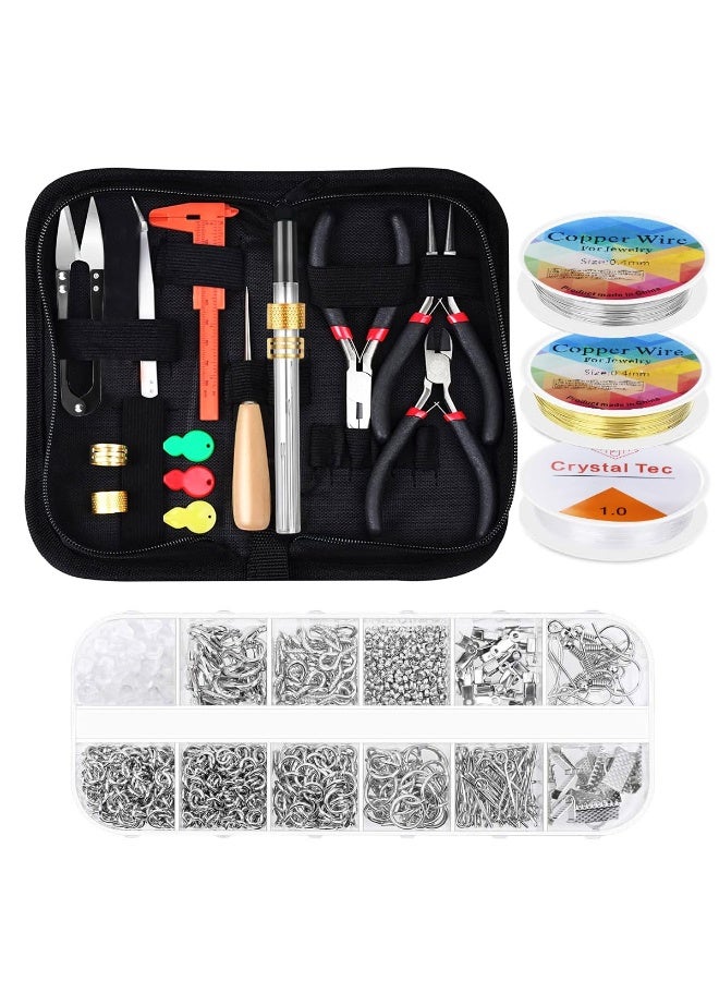 HASTHIP® Jewelry Making Supplies Kit with Tools and Portable Case, Complete DIY Bead Craft Supplies for Bracelet, Necklace, Earring Making, Jewelry Crafting Starter Set for Kids & Adults - Image 1
