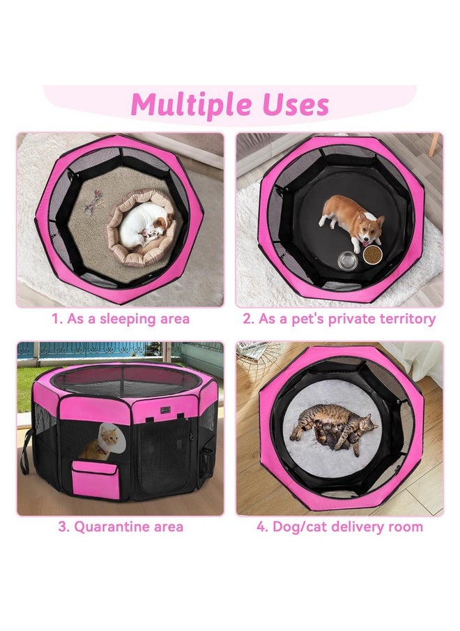 Petsfit PETSFIT Portable Dog Playpen, 36" Dia Pop Up Dog Playpen with Zipper Removable Mesh Top Cover and Leakproof Playpen Bottom Mat-Pet Playpen Indoor/Outdoor for Cats,Dogs&Small Animals  - Image 5