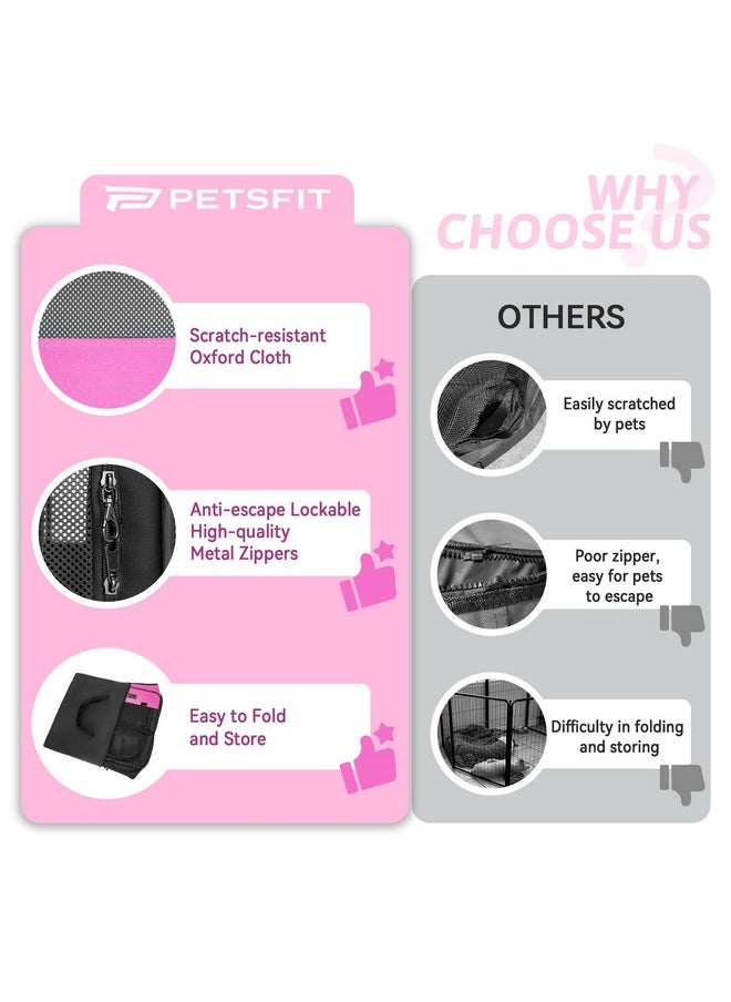 Petsfit PETSFIT Portable Dog Playpen, 36" Dia Pop Up Dog Playpen with Zipper Removable Mesh Top Cover and Leakproof Playpen Bottom Mat-Pet Playpen Indoor/Outdoor for Cats,Dogs&Small Animals  - Image 3