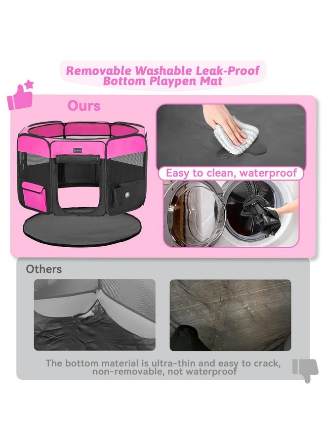 Petsfit PETSFIT Portable Dog Playpen, 36" Dia Pop Up Dog Playpen with Zipper Removable Mesh Top Cover and Leakproof Playpen Bottom Mat-Pet Playpen Indoor/Outdoor for Cats,Dogs&Small Animals  - Image 2