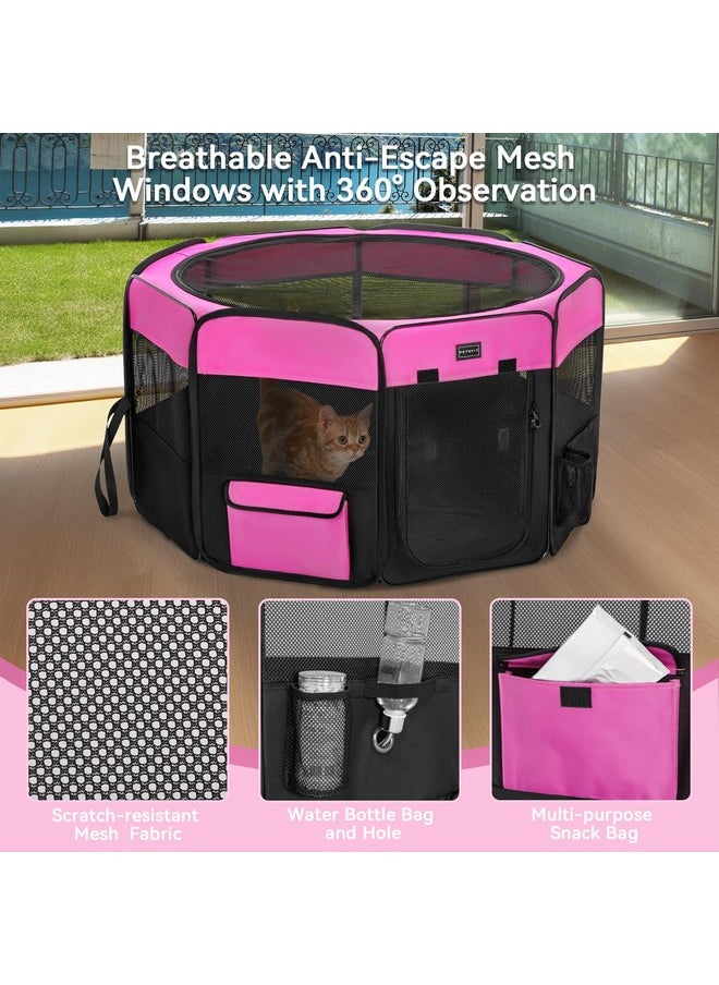 Petsfit PETSFIT Portable Dog Playpen, 36" Dia Pop Up Dog Playpen with Zipper Removable Mesh Top Cover and Leakproof Playpen Bottom Mat-Pet Playpen Indoor/Outdoor for Cats,Dogs&Small Animals  - Image 4