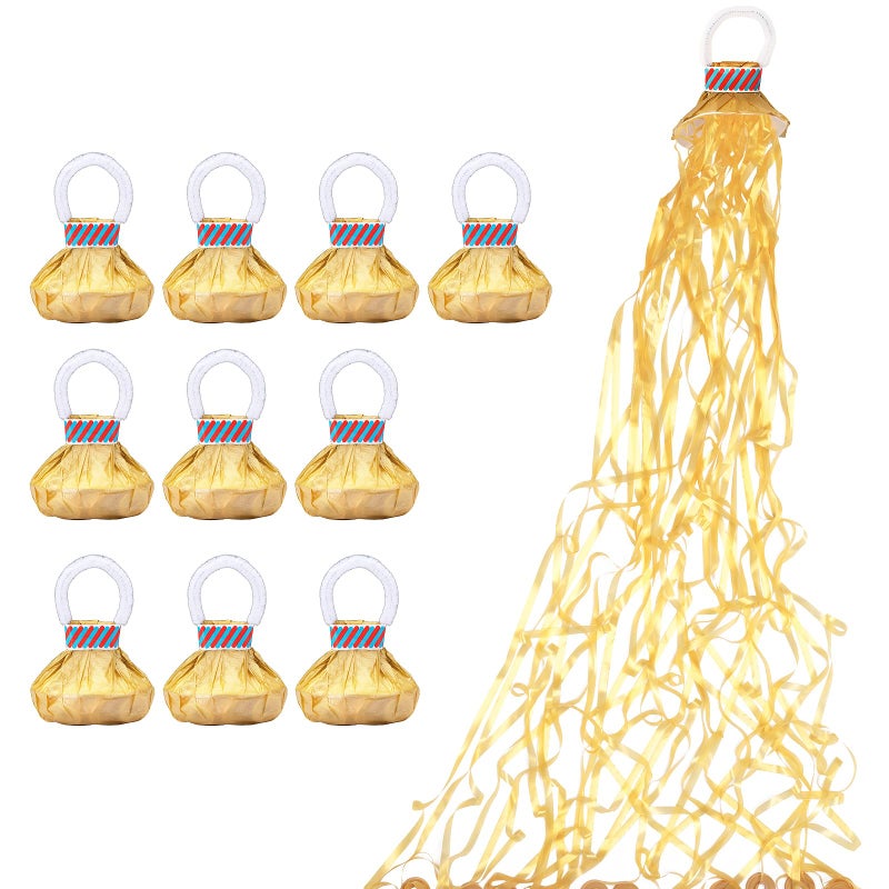 Arouselove Confetti Poppers 10Pack Plastic No Mess Streamers Party Poppers for BirthdayWeddingCelebrationsGraduation Party Gold 10 Pack - Image 2