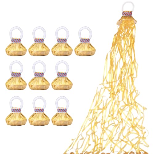 Arouselove Confetti Poppers 10Pack Plastic No Mess Streamers Party Poppers for BirthdayWeddingCelebrationsGraduation Party Gold 10 Pack - Image 1