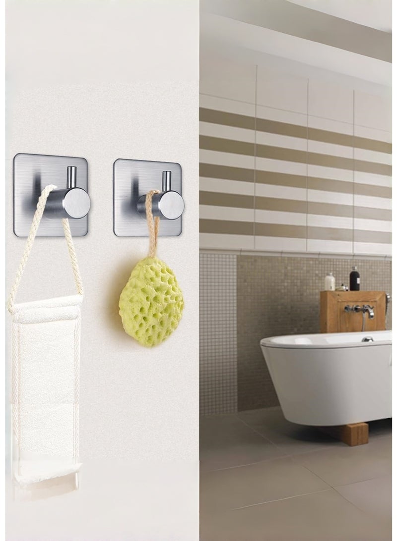 متجر الفرح 4 عبوات من خطافات المناشف اللاصقة المصنوعة من الفولاذ المقاوم للصدأ، خطافات حائط شديدة التحمل مقاومة للماء من الفولاذ المقاوم للصدأ لتعليق المعاطف والقبعات وأردية المناشف، رف خطاف للتركيب على الحائط والحمام وغرفة النوم - Image 3