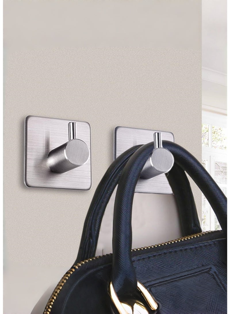 متجر الفرح 4 عبوات من خطافات المناشف اللاصقة المصنوعة من الفولاذ المقاوم للصدأ، خطافات حائط شديدة التحمل مقاومة للماء من الفولاذ المقاوم للصدأ لتعليق المعاطف والقبعات وأردية المناشف، رف خطاف للتركيب على الحائط والحمام وغرفة النوم - Image 5