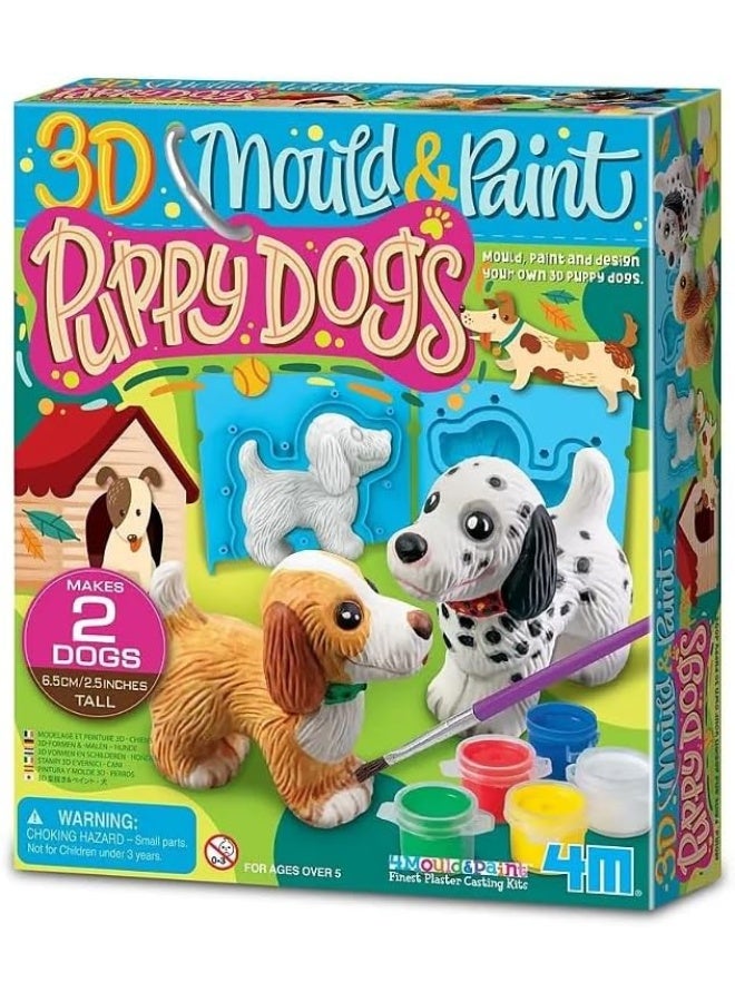 4M Mould & Paint Puppy Dogs Kit – DIY Plaster Cast & Paint 3D Puppy Magnets & Badges for Kids Ages 5+ | Includes Mould, Plaster, Paint Strip, Magnets & Pins | STEM Craft Fun / Model 00-04784 - Image 1