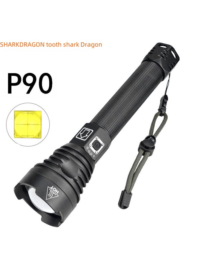 Loquat P70 High-power Led Flashlight Outdoor Waterproof Usb Rechargeable Zoomable Extendable Large Beam Torch For Camping Hiking-Color:P90 + COB Flashlight + Type-C Data Cable +2*18650 Battery - Image 5