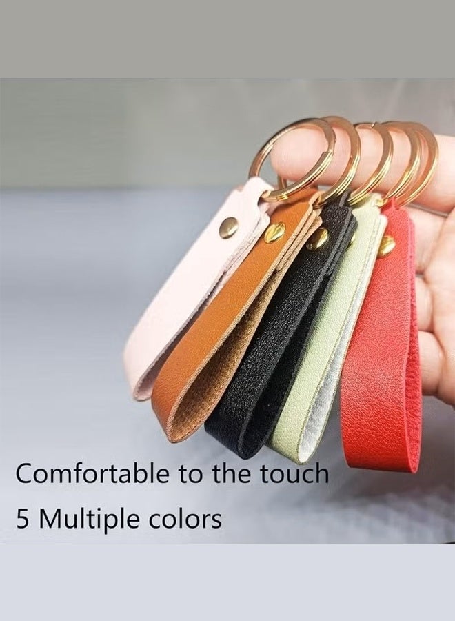 5 Pcs Leather Car Keychains - Stylish Key Holders for Men (Multicolor) - Image 3