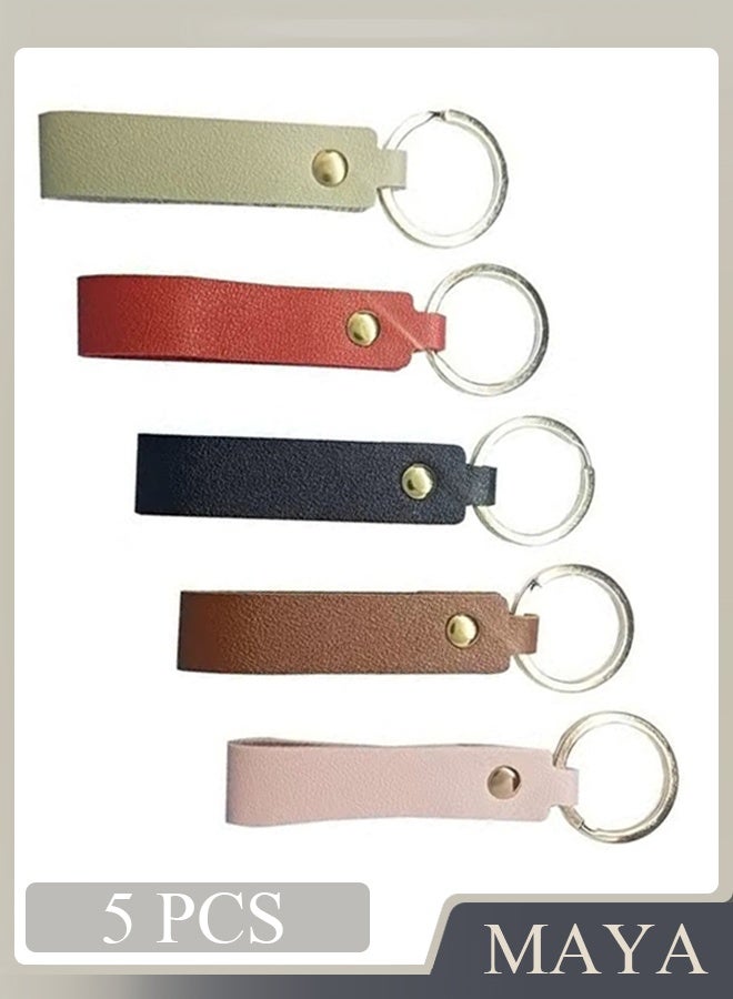 5 Pcs Leather Car Keychains - Stylish Key Holders for Men (Multicolor) - Image 1